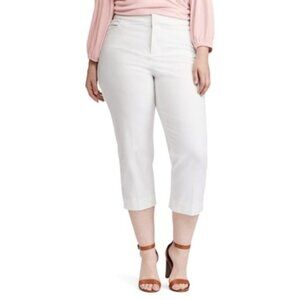 Chaps Womens White High Rise Stretch Twill Capris Pants Plus Size 24W New